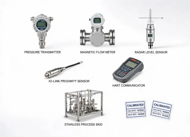 Process instrumentation products on a stainless skid